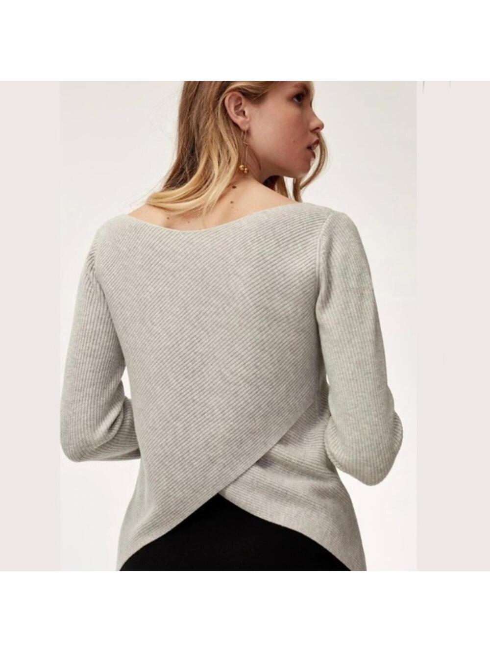 Babaton Aritzia Kitano Ribbed Wool Blend Cross Back Sweater - Size Small